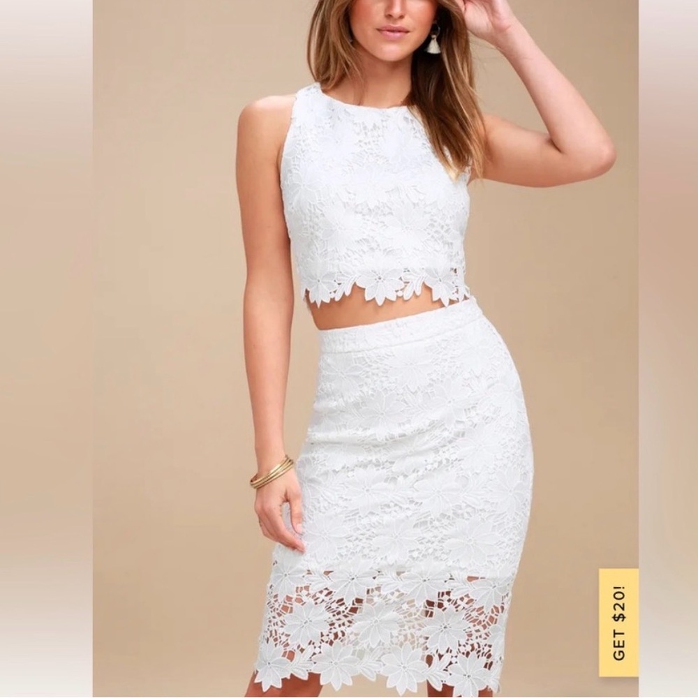 Lulu's Elegant White Lace Set
